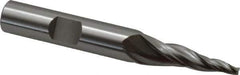OSG - 7° Taper Angle per Side, 3/32" Small End Diam, 1" LOC, Cobalt 3 Flute Tapered Square End Mill - 2-3/4" OAL, 3/8" Shank Diam, Spiral Flute, 25° Helix - Eagle Tool & Supply