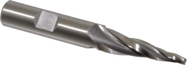 OSG - 7° Taper Angle per Side, 1/8" Small End Diam, 1-1/2" LOC, Cobalt 3 Flute Tapered Square End Mill - 3-1/2" OAL, 1/2" Shank Diam, Spiral Flute, 25° Helix - Eagle Tool & Supply