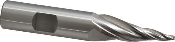 OSG - 10° Taper Angle per Side, 3/32" Small End Diam, 1-1/2" LOC, Cobalt 3 Flute Tapered Square End Mill - 3-5/8" OAL, 5/8" Shank Diam, Spiral Flute, 25° Helix - Eagle Tool & Supply