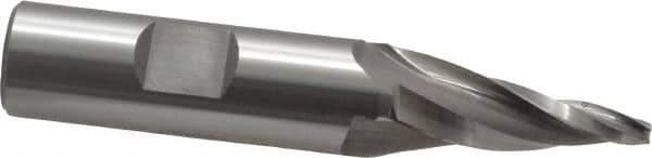 OSG - 10° Taper Angle per Side, 1/8" Small End Diam, 1-1/4" LOC, Cobalt 3 Flute Tapered Square End Mill - 3-3/8" OAL, 5/8" Shank Diam, Spiral Flute, 25° Helix - Eagle Tool & Supply