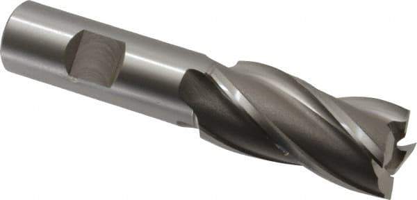OSG - 29/32", 1-7/8" LOC, 3/4" Shank Diam, 4-1/8" OAL, 4 Flute, Cobalt Square End Mill - Single End, Uncoated, Spiral Flute, 30° Helix, Right Hand Cut, Right Hand Flute, Series 540 - Eagle Tool & Supply