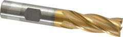 OSG - 1/2", 1-1/4" LOC, 1/2" Shank Diam, 3-1/4" OAL, 4 Flute, Cobalt Square End Mill - Single End, TiN Finish, Spiral Flute, 30° Helix, Right Hand Cut, Right Hand Flute, Series 540 - Eagle Tool & Supply