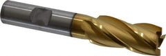 OSG - 5/8", 1-3/8" LOC, 1/2" Shank Diam, 3-3/8" OAL, 4 Flute, Cobalt Square End Mill - Single End, TiN Finish, Spiral Flute, 30° Helix, Right Hand Cut, Right Hand Flute, Series 540 - Eagle Tool & Supply