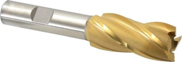 OSG - 3/4", 1-5/8" LOC, 1/2" Shank Diam, 3-5/8" OAL, 4 Flute, Cobalt Square End Mill - Single End, TiN Finish, Spiral Flute, 30° Helix, Right Hand Cut, Right Hand Flute, Series 540 - Eagle Tool & Supply