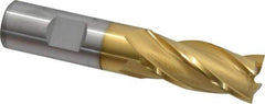 OSG - 3/4", 1-5/8" LOC, 3/4" Shank Diam, 3-7/8" OAL, 4 Flute, Cobalt Square End Mill - Single End, TiN Finish, Spiral Flute, 30° Helix, Right Hand Cut, Right Hand Flute, Series 540 - Eagle Tool & Supply