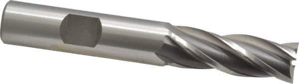 OSG - 12mm, 1-1/4" LOC, 1/2" Shank Diam, 3-1/4" OAL, 4 Flute, Cobalt Square End Mill - Single End, Uncoated, Spiral Flute, 30° Helix, Right Hand Cut, Right Hand Flute, Series 581 - Eagle Tool & Supply