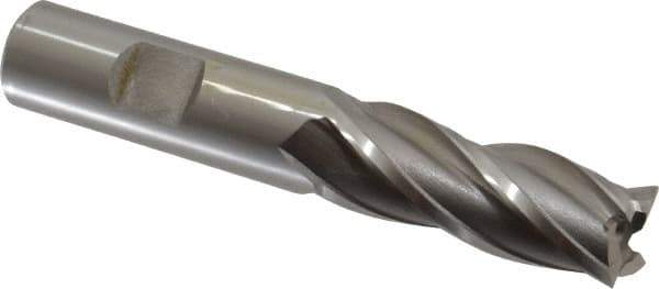 OSG - 16mm, 1-5/8" LOC, 5/8" Shank Diam, 3-3/4" OAL, 4 Flute, Cobalt Square End Mill - Single End, Uncoated, Spiral Flute, 30° Helix, Right Hand Cut, Right Hand Flute, Series 581 - Eagle Tool & Supply