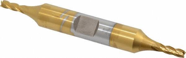 OSG - 1/8", 3/8" LOC, 3/8" Shank Diam, 3-1/16" OAL, 4 Flute, Cobalt Square End Mill - Double End, TiN Finish, Spiral Flute, 30° Helix, Right Hand Cut, Right Hand Flute, Series 542 - Eagle Tool & Supply