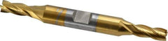 OSG - 1/4", 5/8" LOC, 3/8" Shank Diam, 3-3/8" OAL, 4 Flute, Cobalt Square End Mill - Double End, TiN Finish, Spiral Flute, 30° Helix, Right Hand Cut, Right Hand Flute, Series 542 - Eagle Tool & Supply