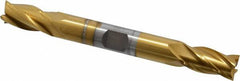 OSG - 3/8", 3/4" LOC, 3/8" Shank Diam, 3-1/2" OAL, 4 Flute, Cobalt Square End Mill - Double End, TiN Finish, Spiral Flute, 30° Helix, Right Hand Cut, Right Hand Flute, Series 542 - Eagle Tool & Supply