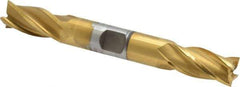 OSG - 1/2", 1" LOC, 1/2" Shank Diam, 4-1/8" OAL, 4 Flute, Cobalt Square End Mill - Double End, TiN Finish, Spiral Flute, 30° Helix, Right Hand Cut, Right Hand Flute, Series 542 - Eagle Tool & Supply