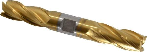 OSG - 3/4", 1-5/8" LOC, 3/4" Shank Diam, 5-5/8" OAL, 4 Flute, Cobalt Square End Mill - Double End, TiN Finish, Spiral Flute, 30° Helix, Right Hand Cut, Right Hand Flute, Series 542 - Eagle Tool & Supply