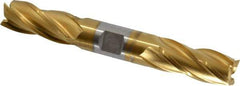 OSG - 3/4", 1-5/8" LOC, 3/4" Shank Diam, 5-5/8" OAL, 4 Flute, Cobalt Square End Mill - Double End, TiN Finish, Spiral Flute, 30° Helix, Right Hand Cut, Right Hand Flute, Series 542 - Eagle Tool & Supply