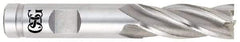 OSG - 1", 1-7/8" LOC, 3/4" Shank Diam, 4-1/8" OAL, 4 Flute, Cobalt Square End Mill - Single End, Uncoated, Spiral Flute, 30° Helix, Centercutting, Right Hand Cut, Right Hand Flute, Series 541 - Eagle Tool & Supply