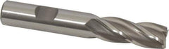OSG - 1/2", 1-1/4" LOC, 1/2" Shank Diam, 3-1/4" OAL, 4 Flute, Cobalt Square End Mill - Single End, Uncoated, Spiral Flute, 30° Helix, Centercutting, Right Hand Cut, Right Hand Flute, Series 541 - Eagle Tool & Supply