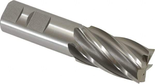 OSG - 1-1/8", 2" LOC, 1" Shank Diam, 4-1/2" OAL, 6 Flute, Cobalt Square End Mill - Single End, Uncoated, Spiral Flute, 30° Helix, Centercutting, Right Hand Cut, Right Hand Flute, Series 541 - Eagle Tool & Supply