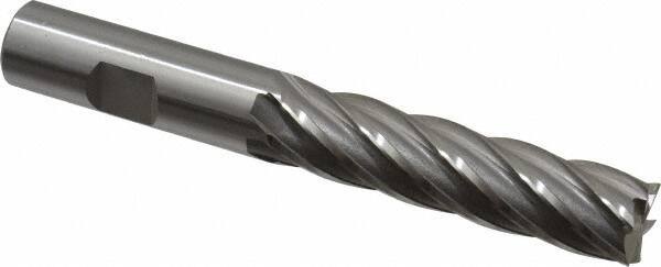 OSG - 5/8", 2-1/2" LOC, 5/8" Shank Diam, 4-5/8" OAL, 6 Flute, Cobalt Square End Mill - Single End, Uncoated, Spiral Flute, 30° Helix, Centercutting, Right Hand Cut, Right Hand Flute, Series 546 - Eagle Tool & Supply