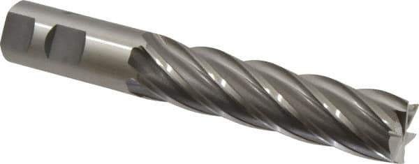 OSG - 1", 4" LOC, 1" Shank Diam, 6-1/2" OAL, 6 Flute, Cobalt Square End Mill - Single End, Uncoated, Spiral Flute, 30° Helix, Centercutting, Right Hand Cut, Right Hand Flute, Series 546 - Eagle Tool & Supply
