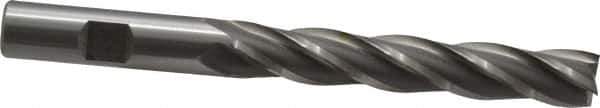 OSG - 1/2", 3" LOC, 1/2" Shank Diam, 5" OAL, 4 Flute, Cobalt Square End Mill - Single End, Uncoated, Spiral Flute, 30° Helix, Centercutting, Right Hand Cut, Right Hand Flute, Series 558 - Eagle Tool & Supply