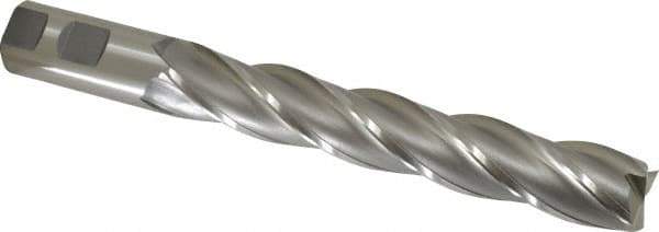 OSG - 1", 6" LOC, 1" Shank Diam, 8-1/2" OAL, 4 Flute, Cobalt Square End Mill - Single End, Uncoated, Spiral Flute, 30° Helix, Centercutting, Right Hand Cut, Right Hand Flute, Series 558 - Eagle Tool & Supply