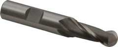 OSG - 7/16" Diam, 1" LOC, 2 Flute Cobalt Ball End Mill - Uncoated, Single End, 3" OAL, 1/2" Shank Diam, Spiral Flute - Eagle Tool & Supply