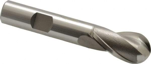 OSG - 5/8" Diam, 1-1/8" LOC, 2 Flute Cobalt Ball End Mill - Uncoated, Single End, 3-1/8" OAL, 1/2" Shank Diam, Spiral Flute - Eagle Tool & Supply