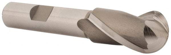 OSG - 3/4" Diam, 1-5/16" LOC, 2 Flute Cobalt Ball End Mill - Uncoated, Single End, 3-5/16" OAL, 1/2" Shank Diam, Spiral Flute - Eagle Tool & Supply