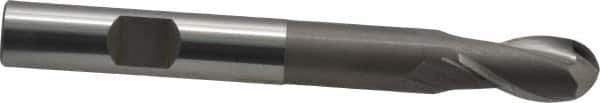 OSG - 3/8" Diam, 3/4" LOC, 2 Flute Cobalt Ball End Mill - Uncoated, Single End, 3-5/16" OAL, 3/8" Shank Diam, Spiral Flute - Eagle Tool & Supply