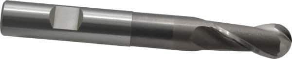 OSG - 1/2" Diam, 1" LOC, 2 Flute Cobalt Ball End Mill - Uncoated, Single End, 4" OAL, 1/2" Shank Diam, Spiral Flute - Eagle Tool & Supply
