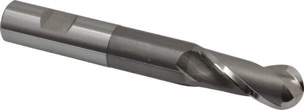 OSG - 3/4" Diam, 1-5/8" LOC, 2 Flute Cobalt Ball End Mill - Uncoated, Single End, 5-3/8" OAL, 3/4" Shank Diam, Spiral Flute - Eagle Tool & Supply