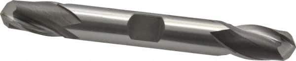 OSG - 3/8" Diam, 9/16" LOC, 2 Flute Cobalt Ball End Mill - Uncoated, Double End, 3-1/8" OAL, 3/8" Shank Diam, Spiral Flute - Eagle Tool & Supply