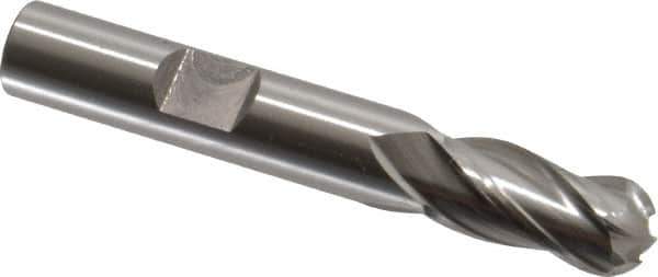 OSG - 3/8" Diam, 3/4" LOC, 4 Flute Cobalt Ball End Mill - Uncoated, Single End, 2-1/2" OAL, 3/8" Shank Diam, Spiral Flute - Eagle Tool & Supply