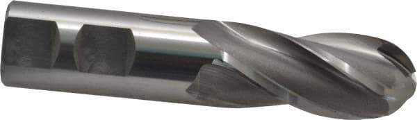 OSG - 7/8" Diam, 1-7/8" LOC, 4 Flute Cobalt Ball End Mill - Uncoated, Single End, 4-1/8" OAL, 7/8" Shank Diam, Spiral Flute - Eagle Tool & Supply