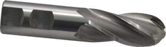 OSG - 7/8" Diam, 1-7/8" LOC, 4 Flute Cobalt Ball End Mill - Uncoated, Single End, 4-1/8" OAL, 7/8" Shank Diam, Spiral Flute - Eagle Tool & Supply