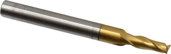 OSG - 9/64", 13/32" LOC, 3/16" Shank Diam, 1-7/8" OAL, 2 Flute, Powdered Metal Square End Mill - Single End, TiN Finish, Spiral Flute, 30° Helix, Centercutting, Right Hand Cut, Right Hand Flute, Series 673 - Eagle Tool & Supply