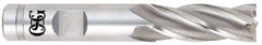 OSG - 1-1/2", 3" LOC, 1-1/4" Shank Diam, 5-1/2" OAL, 4 Flute, Cobalt Square End Mill - Single End, Uncoated, Spiral Flute, 30° Helix, Centercutting, Right Hand Cut, Right Hand Flute, Series 548 - Eagle Tool & Supply
