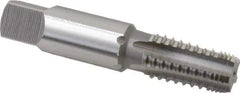 OSG - 1/8-27 NPT, 5 Flutes, Bright Finish, High Speed Steel, Interrupted Thread Pipe Tap - 7/16 Inch Shank Diameter, 7/16 Inch Shank Diameter, 3/4 Inch Thread Length, 0.32 Inch Square Size, Regular Hook, Modified Bottoming Chamfer - Eagle Tool & Supply