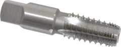OSG - 1/4-18 NPT, 5 Flutes, Bright Finish, High Speed Steel, Interrupted Thread Pipe Tap - 9/16 Inch Shank Diameter, 9/16 Inch Shank Diameter, 1-1/16 Inch Thread Length, 0.42 Inch Square Size, Regular Hook, Modified Bottoming Chamfer - Eagle Tool & Supply