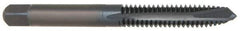 OSG - M4x0.70 Metric Coarse, 3 Flute, TiCN Finish, Powdered Metal Spiral Point Tap - Plug Chamfer, Right Hand Thread, 2-1/8" OAL, 3/4" Thread Length, 0.168" Shank Diam, 6H Class of Fit, Series 344NI - Exact Industrial Supply