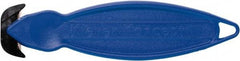 Klever Innovations - Fixed Safety Cutter - 1-1/4" Carbon Steel Blade, Blue Plastic Handle, 1 Blade Included - Eagle Tool & Supply