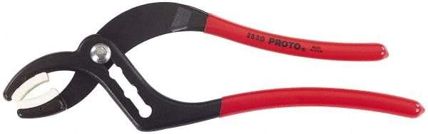 Proto - 9-1/2" OAL, 2-1/2" Max Capacity, 4 Position Tongue & Groove Pliers - Smooth Curved Jaws, Curved Head, Plastic Dipped Handles - Eagle Tool & Supply