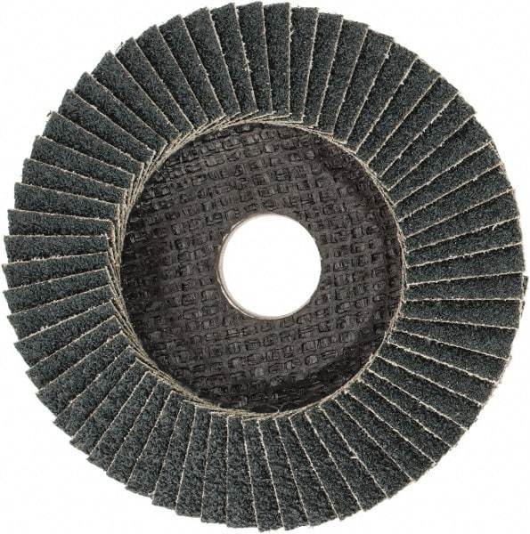 PFERD - 40 Grit, 4-1/2" Disc Diam, 7/8" Center Hole, Type 29 Zirconia Alumina Flap Disc - 13,300 Max RPM, Fiberglass Backing, Arbor Attaching System, Coated - Eagle Tool & Supply