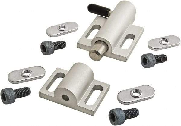 80/20 Inc. - 76mm Long x 38mm Wide x 0.66mm High, Deadbolt Latch with Side Latch - Aluminum Body with Stainless Steel Bolt, Spring & Handle, with Clear Anodized Finish - Eagle Tool & Supply