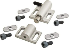 80/20 Inc. - 76mm Long x 38mm Wide x 0.66mm High, Deadbolt Latch with Side Latch - Aluminum Body with Stainless Steel Bolt, Spring & Handle, with Clear Anodized Finish - Eagle Tool & Supply