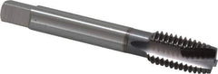 OSG - M14x2.00 Metric Coarse, 3 Flute, TiCN Finish, Vanadium High Speed Steel Spiral Point Tap - Bottoming Chamfer, Right Hand Thread, 3-19/32" OAL, 1-21/32" Thread Length, 0.429" Shank Diam, 6H Class of Fit - Exact Industrial Supply
