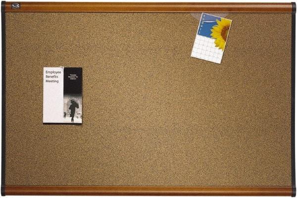 Quartet - 36" Wide x 24" High Open Cork Bulletin Board - Brown - Eagle Tool & Supply