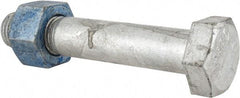 Value Collection - 1-1/8 - 7 Thread, 6-1/2" Length Under Head, Steel Hex Head Bolt - Hot Dipped Galvanized Coated, UNC Thread, ASTM A325 - Eagle Tool & Supply