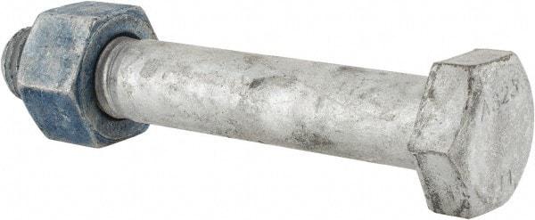 Value Collection - 1-1/8 - 7 Thread, 7" Length Under Head, Steel Hex Head Bolt - Hot Dipped Galvanized Coated, UNC Thread, ASTM A325 - Eagle Tool & Supply