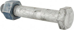 Value Collection - 1-1/8 - 7 Thread, 7" Length Under Head, Steel Hex Head Bolt - Hot Dipped Galvanized Coated, UNC Thread, ASTM A325 - Eagle Tool & Supply