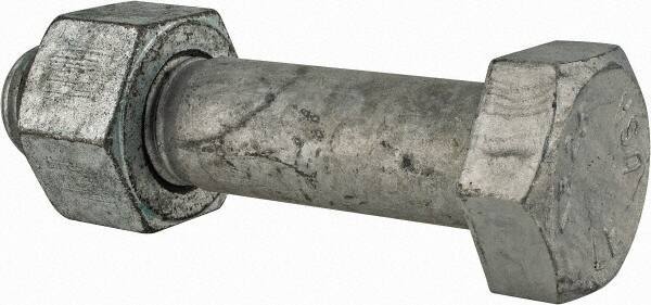 Value Collection - 1-1/4 - 7 Thread, 5-1/2" Length Under Head, Steel Hex Head Bolt - Hot Dipped Galvanized Coated, UNC Thread, ASTM A325 - Eagle Tool & Supply
